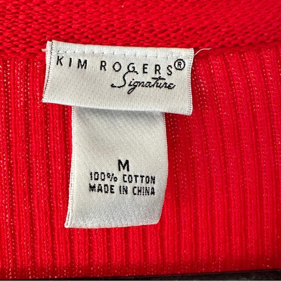 Kim Rogers Sweater Womens M Medium Red Cardigan 3 Button 3 Quarter Sleeve - Picture 7 of 7